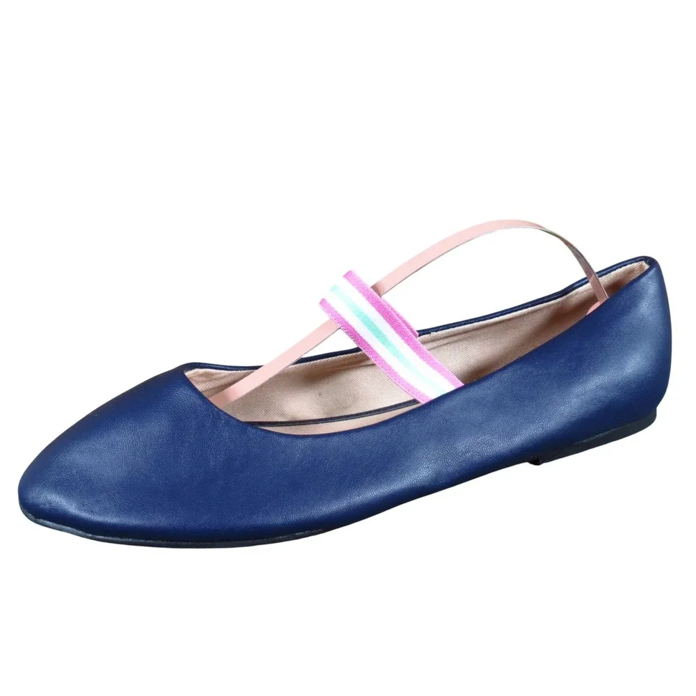 Old Navy Girls Ballet Flat Size 5‎ Dress Casual Navy Blue Synthetic Shoes